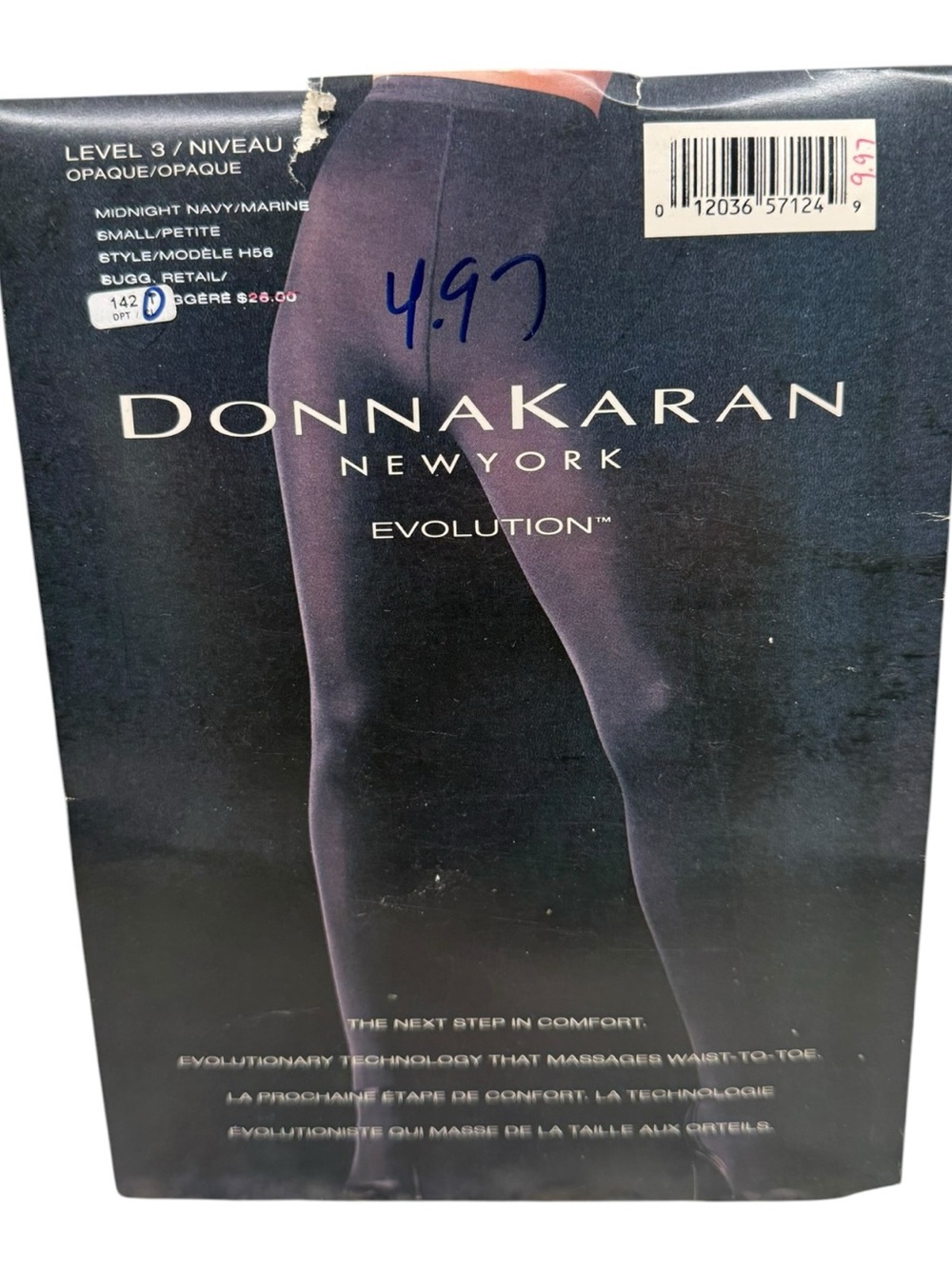 DONNA KARAN New York Evolution Opaque Pantyhose S Navy Level 3 Massages Waist